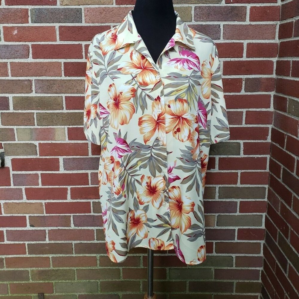 NOTATIONS Floral  Blouse Top  1X
